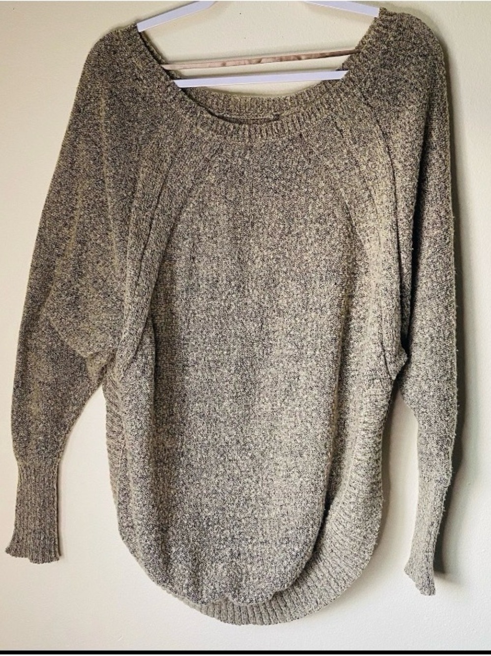rue+ Women's 2X  Beige Open Front Knit Crochet Blouse long  Sleeve